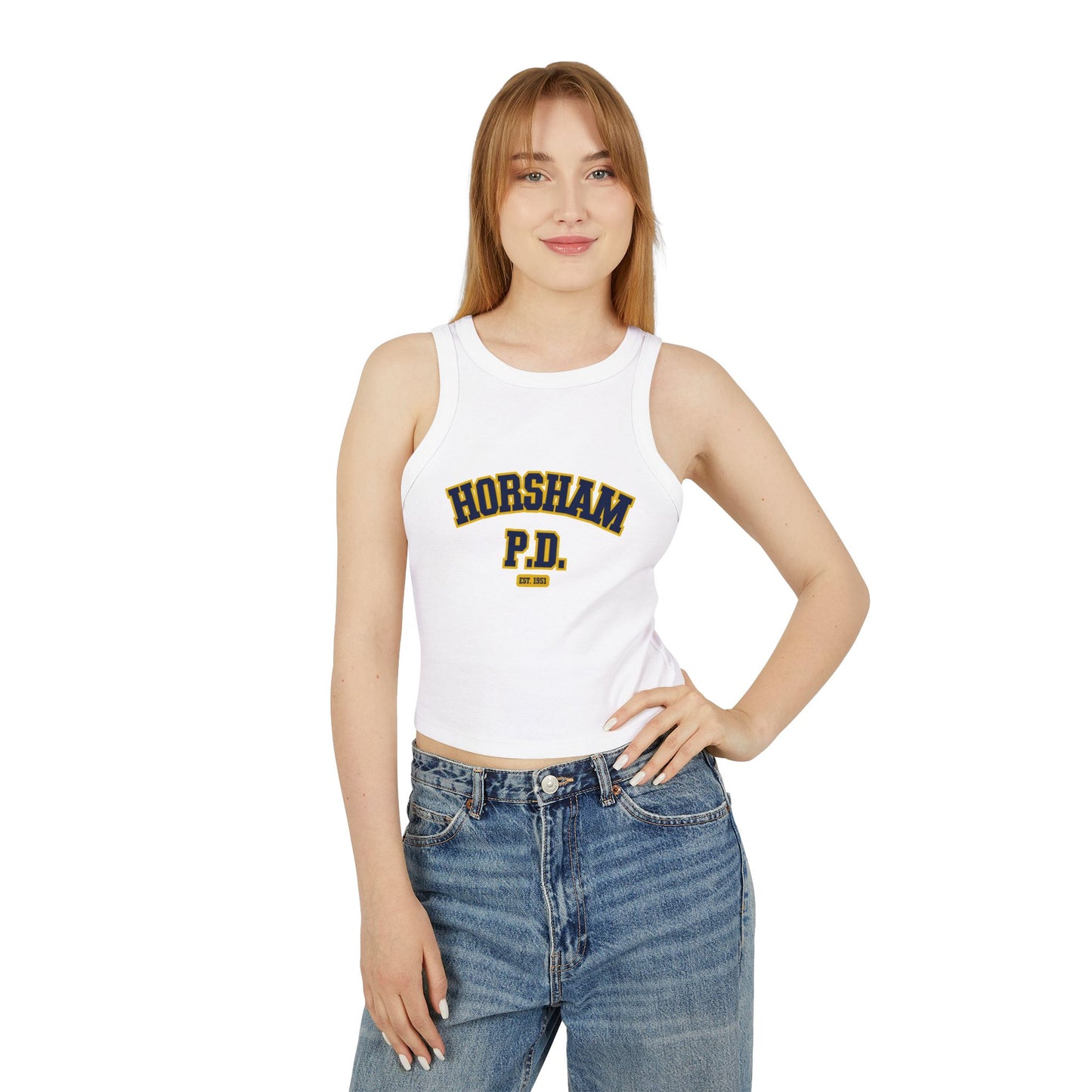 Bella + Canvas® Women's Micro Rib Racer Tank Top - HORSHAM P.D. (Front & Back)